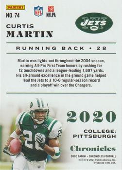 2020 Panini Chronicles #74 Curtis Martin Back