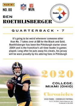 2020 Panini Chronicles #80 Ben Roethlisberger Back