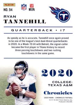 2020 Panini Chronicles #94 Ryan Tannehill Back