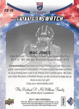 2017 Upper Deck USA Football - Future Swatch Jersey U-19 #FS-18 Mac Jones Back