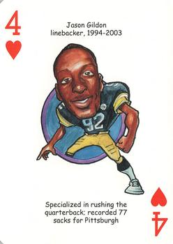 2005 Hero Decks Pittsburgh Steelers Football Heroes Playing Cards #4♥ Jason Gildon Front