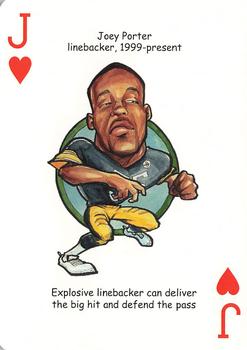 2005 Hero Decks Pittsburgh Steelers Football Heroes Playing Cards #J♥ Joey Porter Front