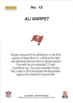 2020 Panini Instant Tampa Bay Buccaneers Super Bowl LV Champions #12 Ali Marpet Back
