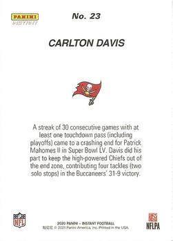 2020 Panini Instant Tampa Bay Buccaneers Super Bowl LV Champions #23 Carlton Davis Back