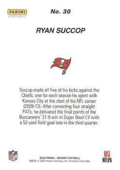 2020 Panini Instant Tampa Bay Buccaneers Super Bowl LV Champions #30 Ryan Succop Back