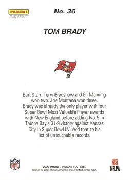 2020 Panini Instant Tampa Bay Buccaneers Super Bowl LV Champions #36 Tom Brady Back