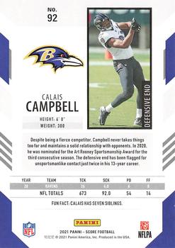 2021 Score #92 Calais Campbell Back