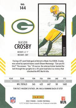 2021 Score #144 Mason Crosby Back