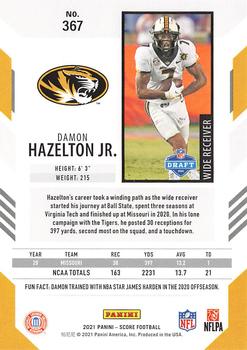2021 Score #367 Damon Hazelton Jr. Back