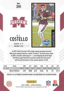 2021 Score #391 K.J. Costello Back