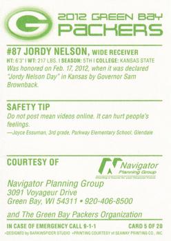 2012 Green Bay Packers Police - Navigator Planning Group #5 Jordy Nelson Back