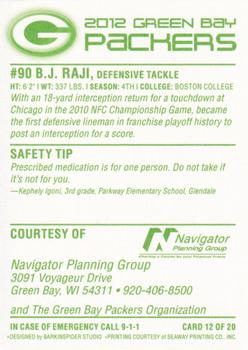 2012 Green Bay Packers Police - Navigator Planning Group #12 B.J. Raji Back