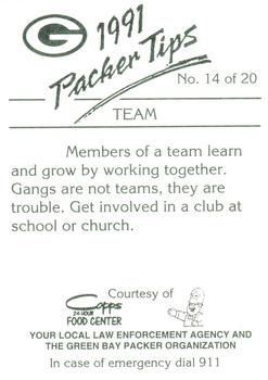 1991 Green Bay Packers Police - Copps Food Center #14 Matt Brock Back