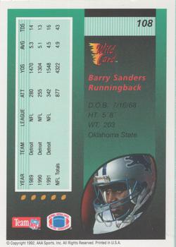 1992 Wild Card - 1992 National Convention Promos #108 Barry Sanders Back