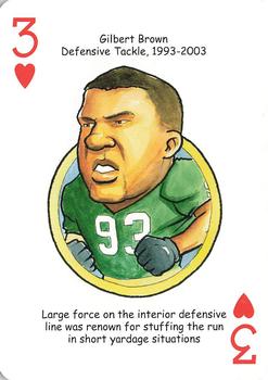 2009 Hero Decks Green Bay Packers Football Heroes Playing Cards #3♥ Gilbert Brown Front