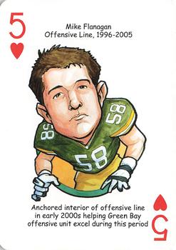 2009 Hero Decks Green Bay Packers Football Heroes Playing Cards #5♥ Mike Flanagan Front