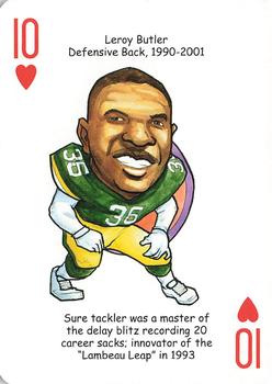 2009 Hero Decks Green Bay Packers Football Heroes Playing Cards #10♥ Leroy Butler Front