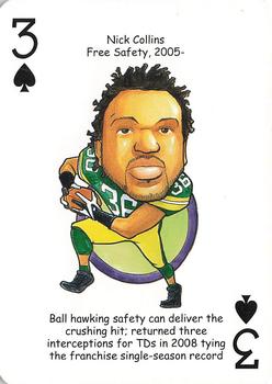 2009 Hero Decks Green Bay Packers Football Heroes Playing Cards #3♠ Nick Collins Front