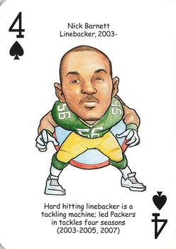 2009 Hero Decks Green Bay Packers Football Heroes Playing Cards #4♠ Nick Barnett Front
