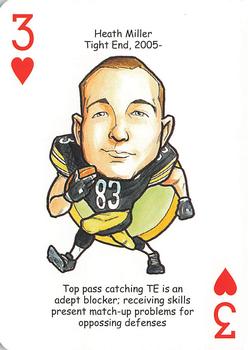 2008 Hero Decks Pittsburgh Steelers Football Heroes Playing Cards #3♥ Heath Miller Front