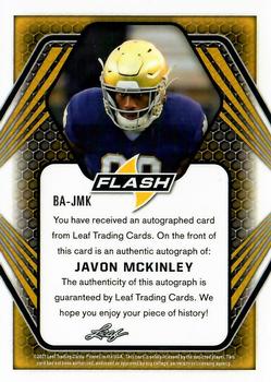 2021 Leaf Flash #BA-JMK Javon McKinley Back