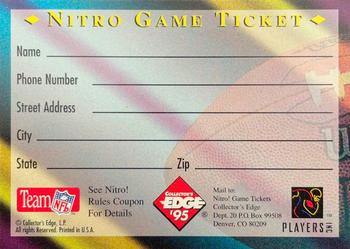 1995 Collector's Edge - Nitro Game Tickets #NNO Nitro Game Ticket Week 3 Back