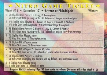 1995 Collector's Edge - Nitro Game Tickets #NNO Nitro Game Ticket Week 16 Front