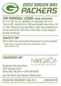 2013 Green Bay Packers Police - Navigator Planning Group #6 Randall Cobb Back