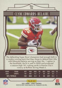 2021 Panini Legacy #94 Clyde Edwards-Helaire Back