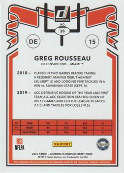 2021 Panini Chronicles Draft Picks #26 Greg Rousseau Back