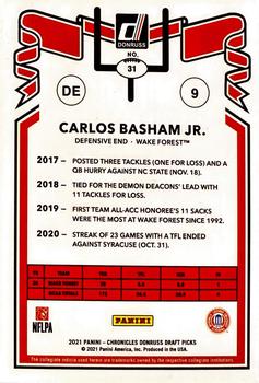 2021 Panini Chronicles Draft Picks #31 Carlos Basham Back