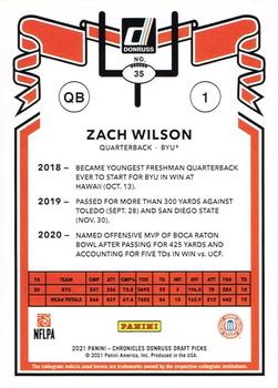 2021 Panini Chronicles Draft Picks #35 Zach Wilson Back
