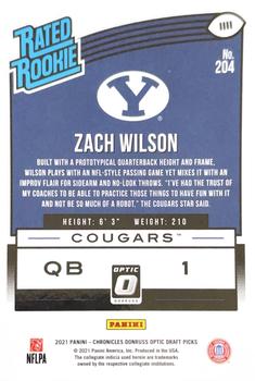 2021 Panini Chronicles Draft Picks #204 Zach Wilson Back