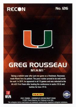2021 Panini Chronicles Draft Picks #126 Greg Rousseau Back