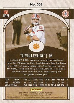 2021 Panini Chronicles Draft Picks #358 Trevor Lawrence Back