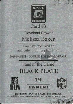 2020 Panini Plates & Patches - 2019 Donruss Optic Fans of the Game Printing Plates Black #3 Melissa Baker Back
