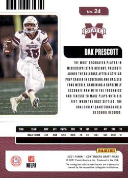 2021 Panini Contenders Draft Picks #24 Dak Prescott Back