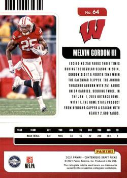 2021 Panini Contenders Draft Picks #64 Melvin Gordon III Back
