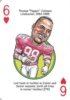2016 Hero Decks Ohio State Buckeyes Football Heroes Playing Cards #6♥ Pepper Johnson Front