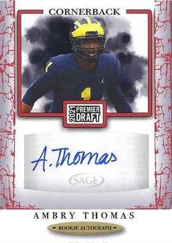 2021 SAGE Premier Draft - Autographs Red #A9 Ambry Thomas Front