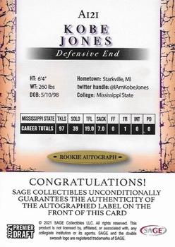 2021 SAGE Premier Draft - Autographs Red #A121 Kobe Jones Back