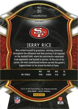 2020 Panini Select - Blue Prizm Die Cut #20 Jerry Rice Back