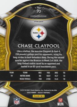 2020 Panini Select - Blue Prizm Die Cut #70 Chase Claypool Back