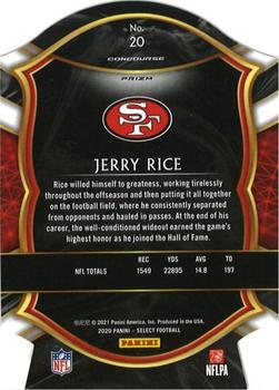 2020 Panini Select - Maroon Prizm Die Cut #20 Jerry Rice Back