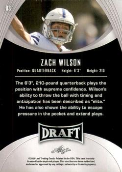 2021 Leaf Draft - Gold #03 Zach Wilson Back
