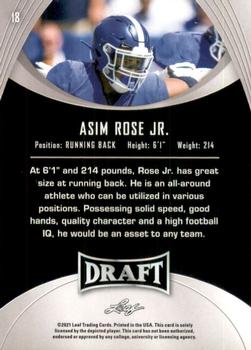 2021 Leaf Draft - Gold #18 Asim Rose Jr. Back