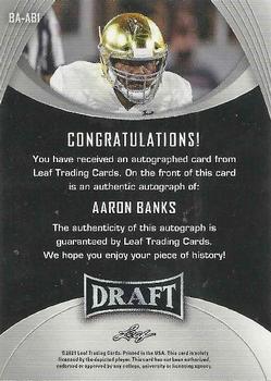 2021 Leaf Draft - Autographs #BA-AB1 Aaron Banks Back