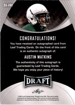 2021 Leaf Draft - Autographs #BA-AW1 Austin Watkins Back