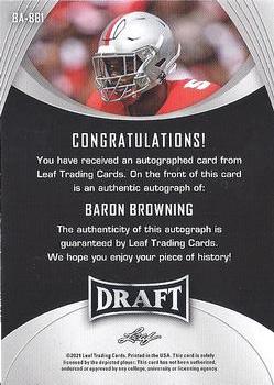 2021 Leaf Draft - Autographs #BA-BB1 Baron Browning Back