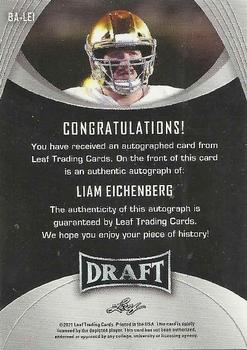 2021 Leaf Draft - Autographs #BA-LE1 Liam Eichenberg Back